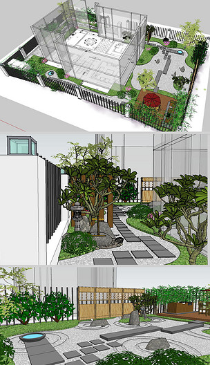 日本小庭院景觀設(shè)計模型 編號18686870——景觀小品與庭院設(shè)計精粹
